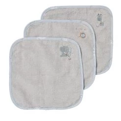 Bubba Blue 3 Pack Face Washers 25x25cm Grey