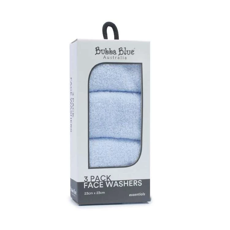 Bubba Blue Everyday Essentials Face Washers 3 Pack Blue 3 Bubba Blue Everyday Essentials Face Washers 3 Pack Blue
