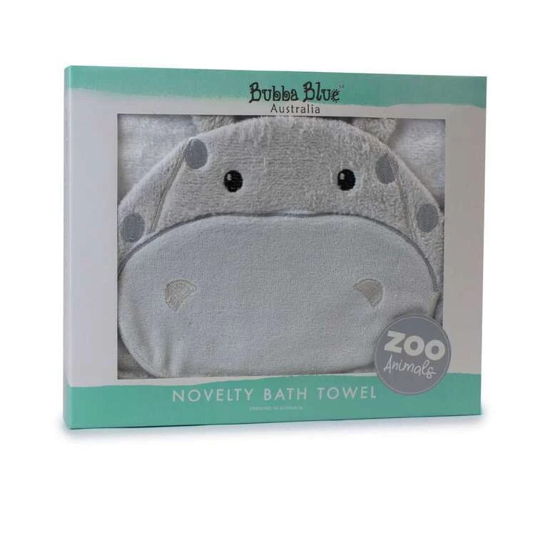 Bubba Blue Hippo Novelty Towel Grey 3 Bubba Blue Hippo Novelty Towel Grey